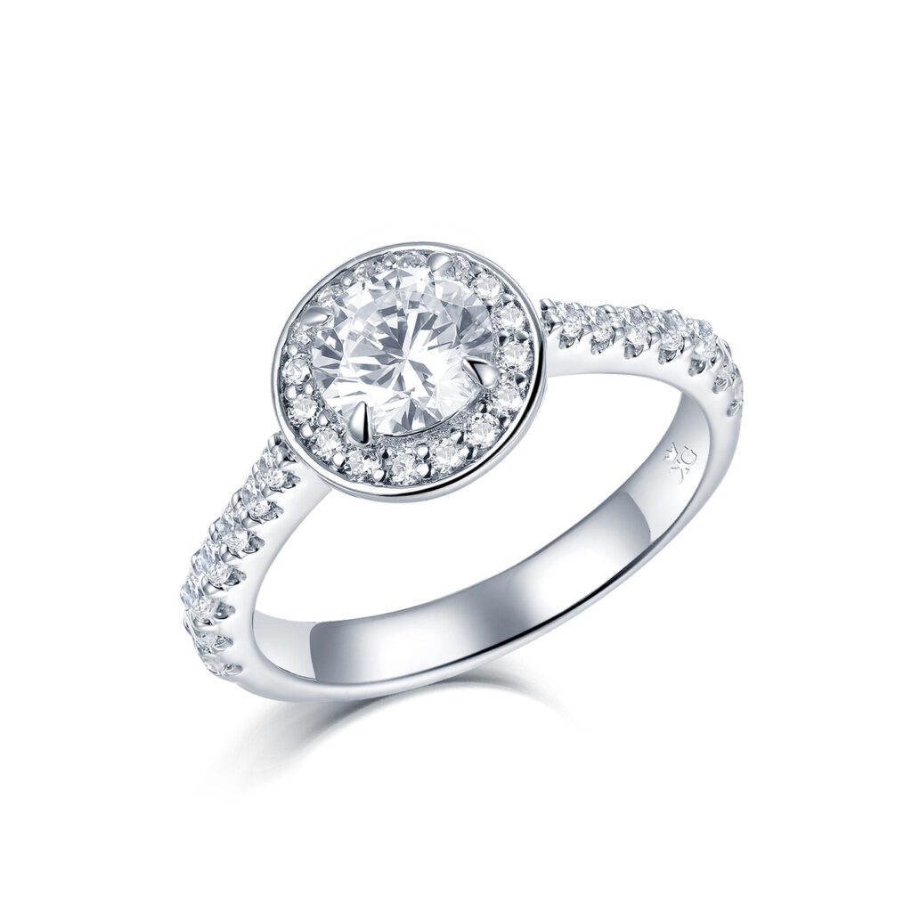 Lilia – Haloring i 950 Platina med diamant
