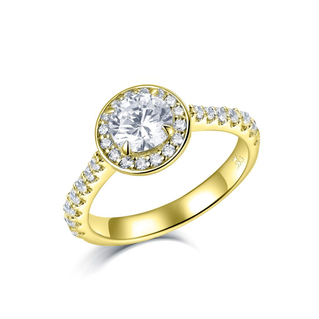 Lilia – Haloring i 18k Gulguld med diamant
