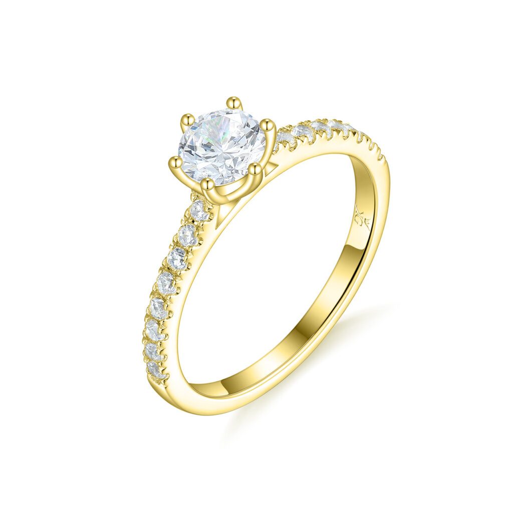 Lisette – Sidostensring med diamanter i 18k Gulguld