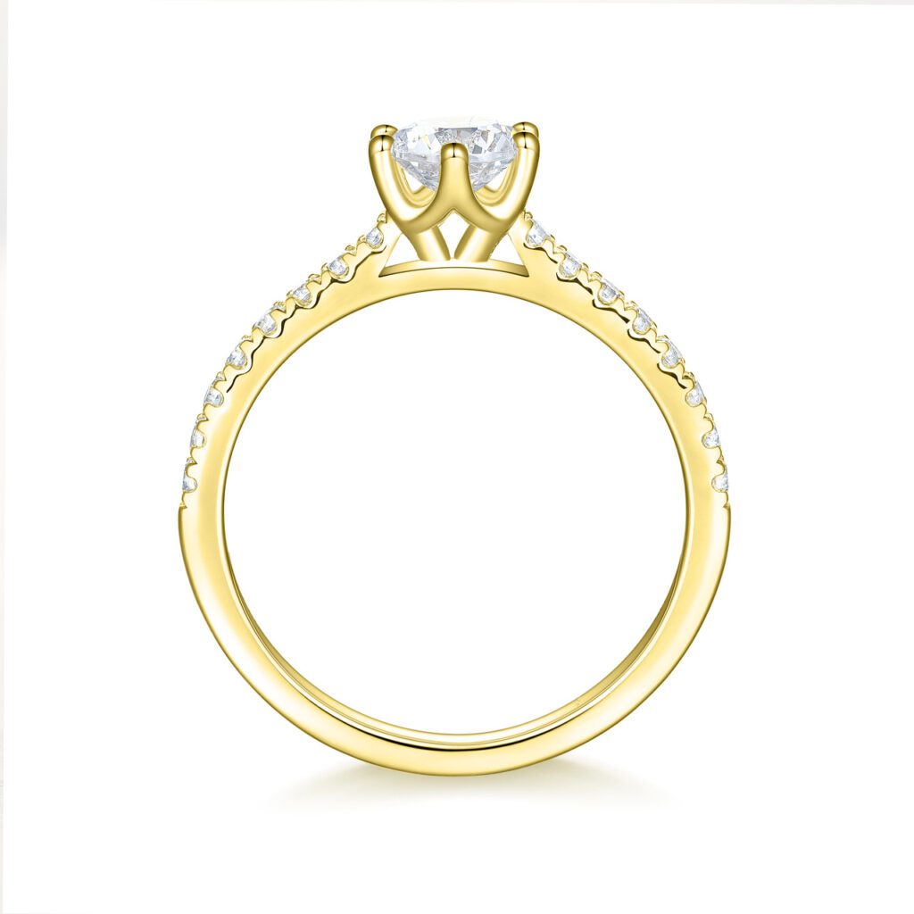Lisette – Sidostensring med diamanter i 18k Gulguld