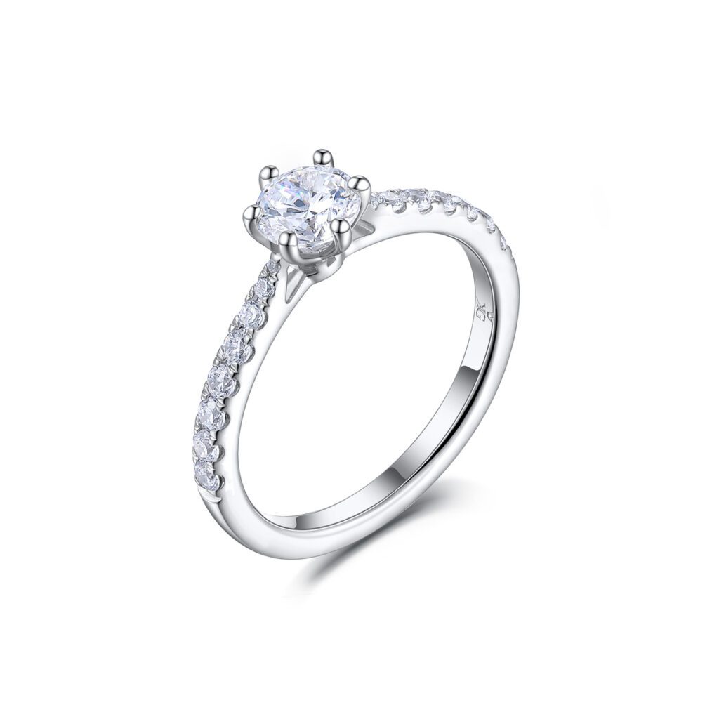 Mira – Sidostensring med diamanter i 18k Vitguld