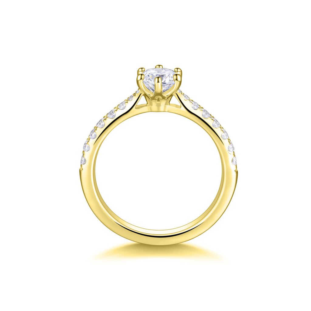 Mira – Sidostensring med diamanter i 18k Gulguld