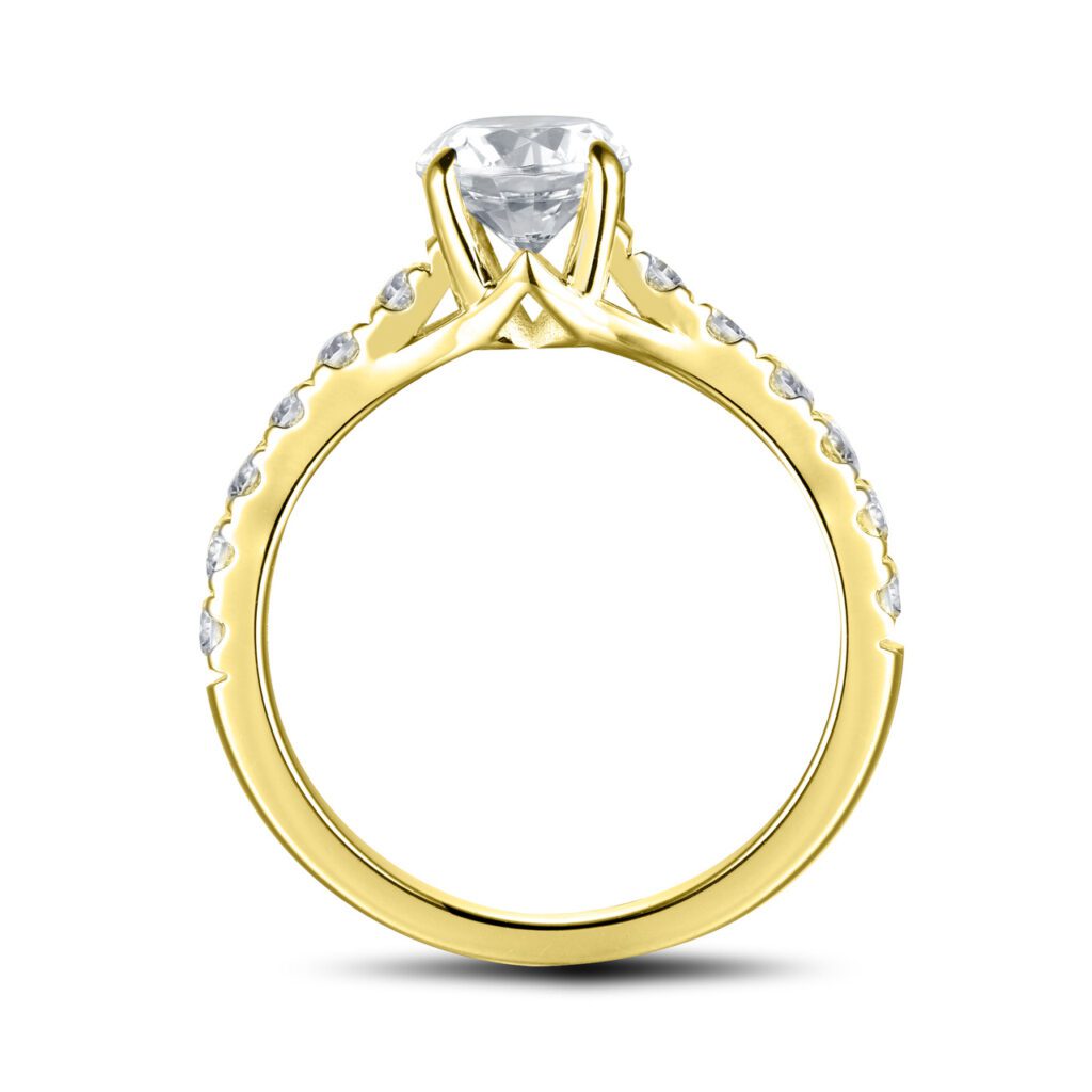 Mona – Sidostensring med diamanter i 18k Gulguld