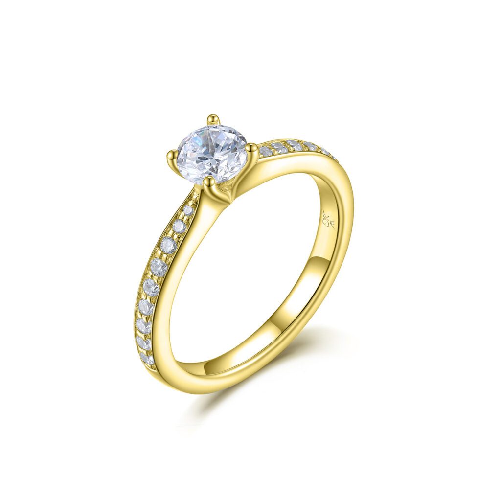 Nathalie – Sidostensring med diamanter i 18k Gulguld
