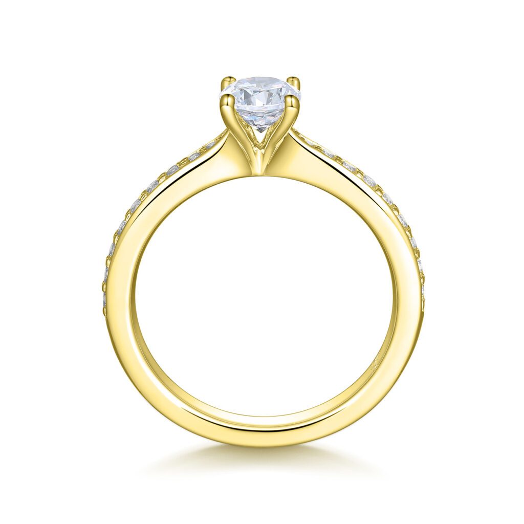 Nathalie – Sidostensring med diamanter i 18k Gulguld
