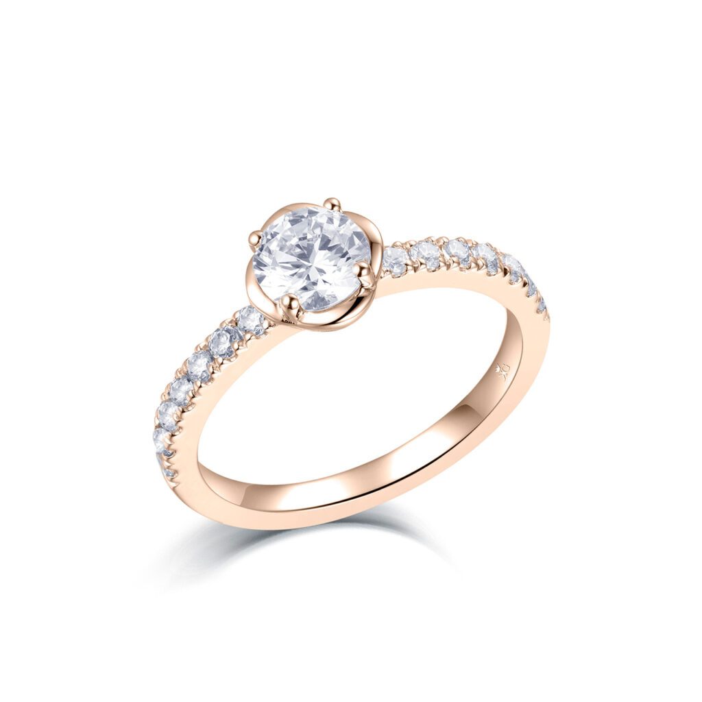 Neona – Sidostensring med diamanter i 18k Roséguld