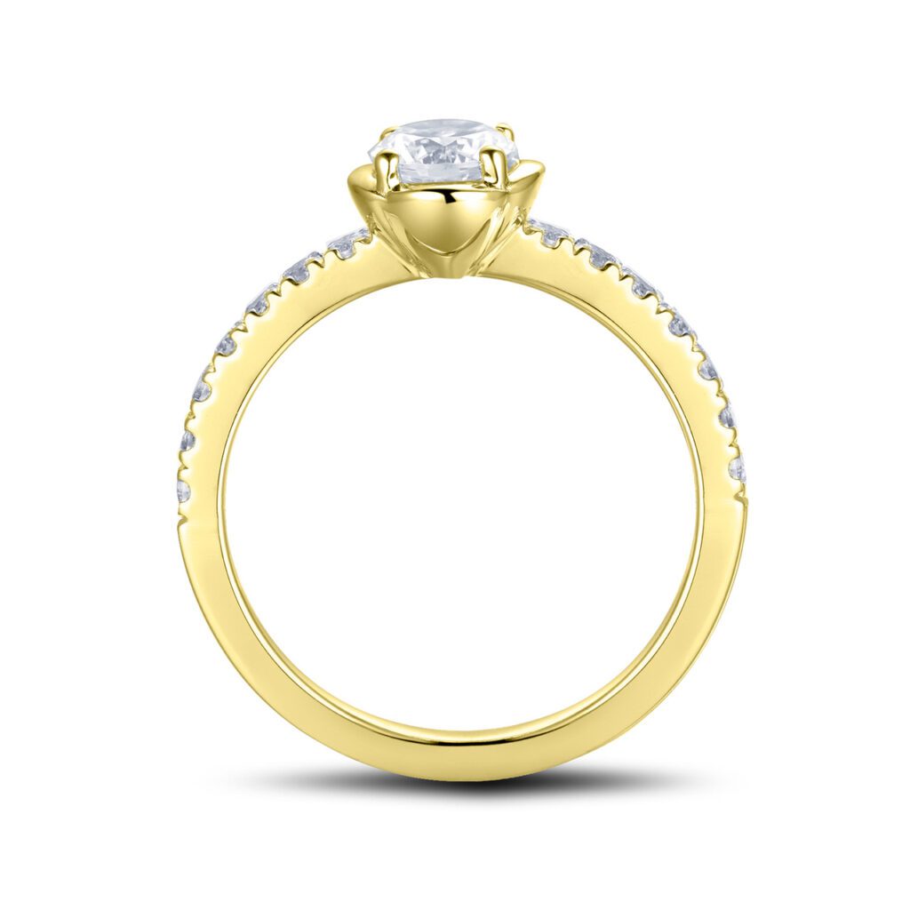 Neona – Sidostensring med diamanter i 18k Gulguld