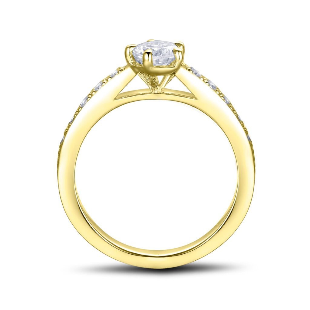 Nicole – Sidostensring med diamanter i 18k Gulguld