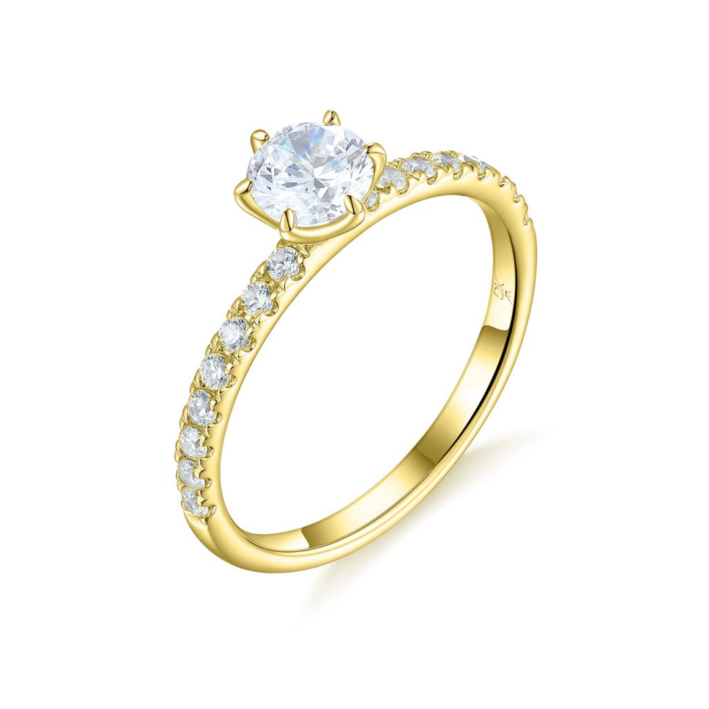 Novalie – Sidostensring med diamanter i 18k Gulguld