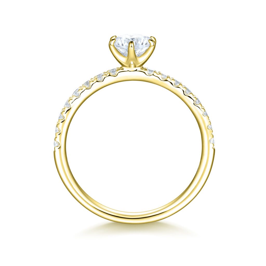 Novalie – Sidostensring med diamanter i 18k Gulguld