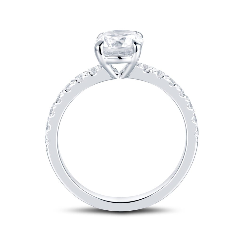 Romina – Sidostensring med diamanter i 18k Vitguld