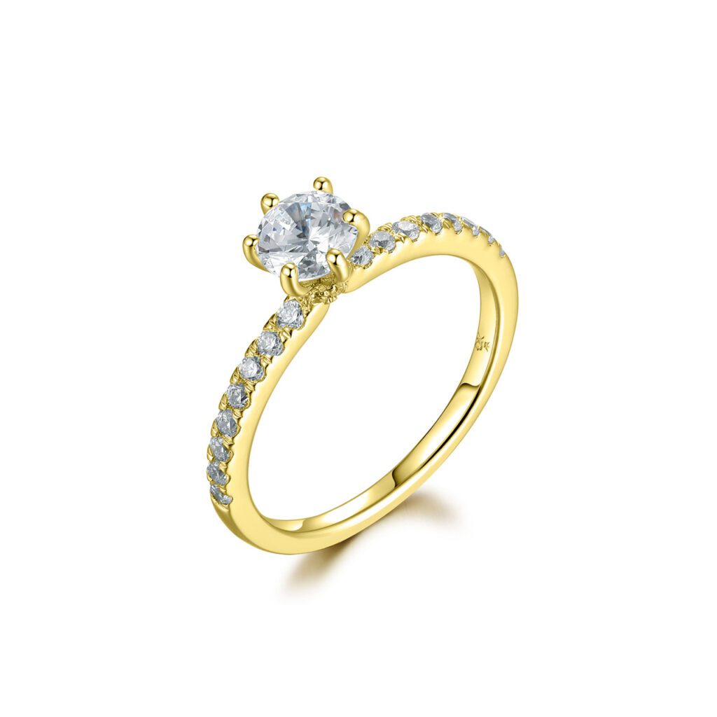 Rylie – Sidostensring med diamanter i 18k Gulguld