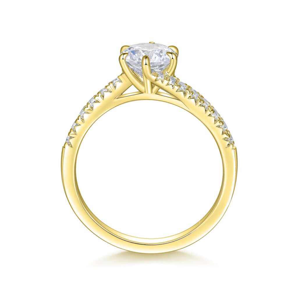 Sadie – Sidostensring med diamanter i 18k Gulguld