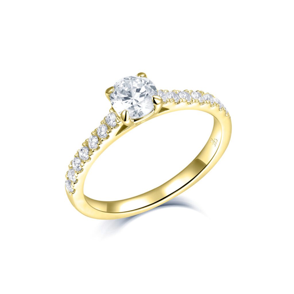 Sandrine – Sidostensring med diamanter i 18k Gulguld