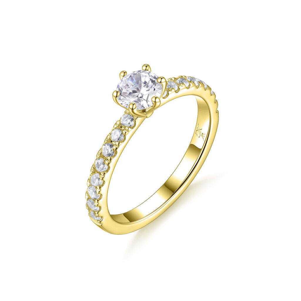 Sarah – Sidostensring med diamanter i 18k Gulguld