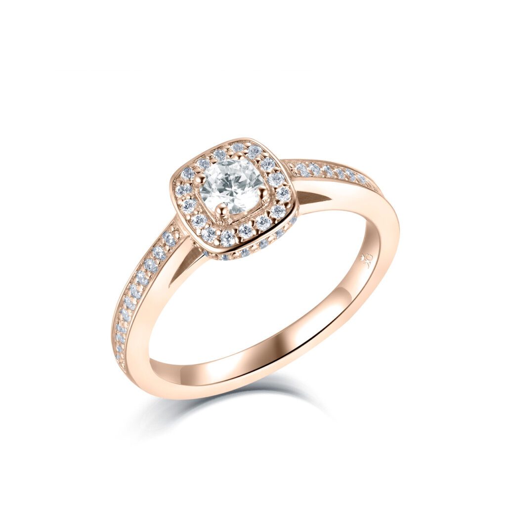 Sky – Haloring i 18k Roséguld med diamant