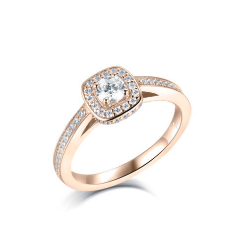 Sky – Haloring i 18k Roséguld med diamant