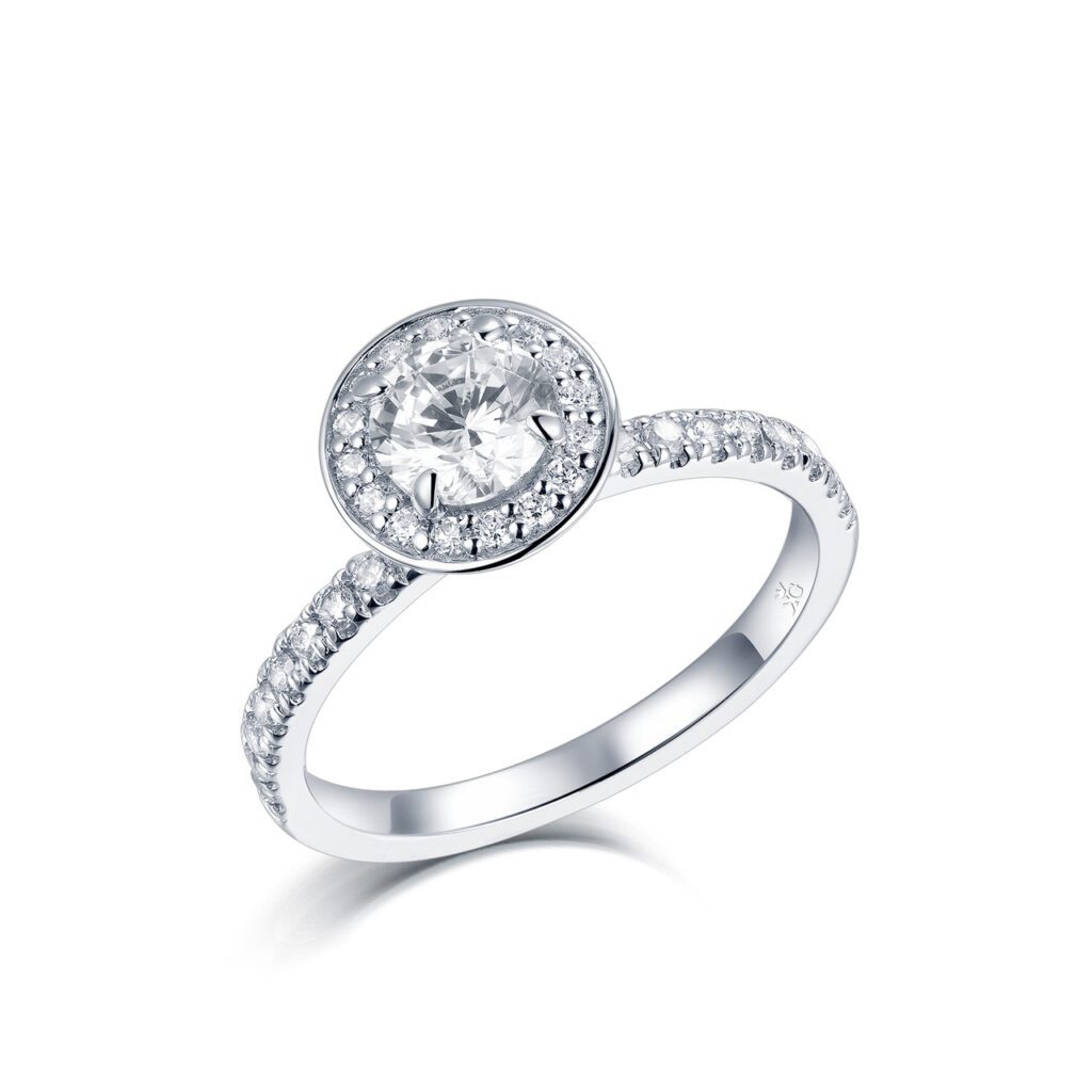 Valentina – Haloring i 950 Platina med diamant