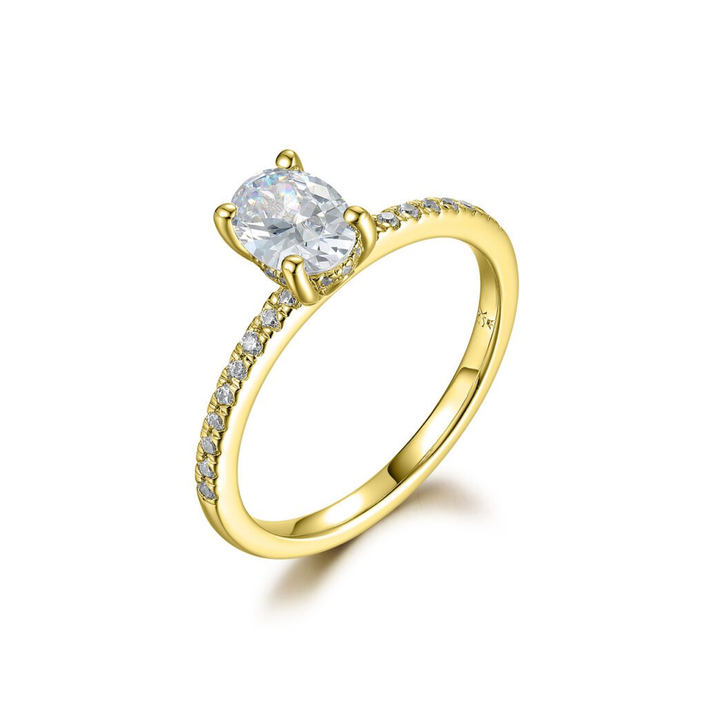 Wren – Sidostensring med diamanter i 18k Gulguld