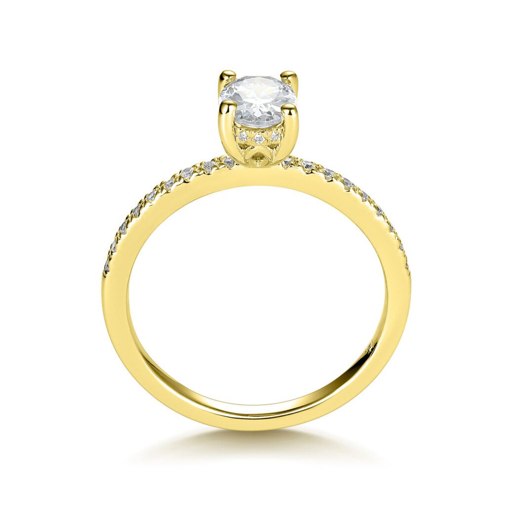 Wren – Sidostensring med diamanter i 18k Gulguld