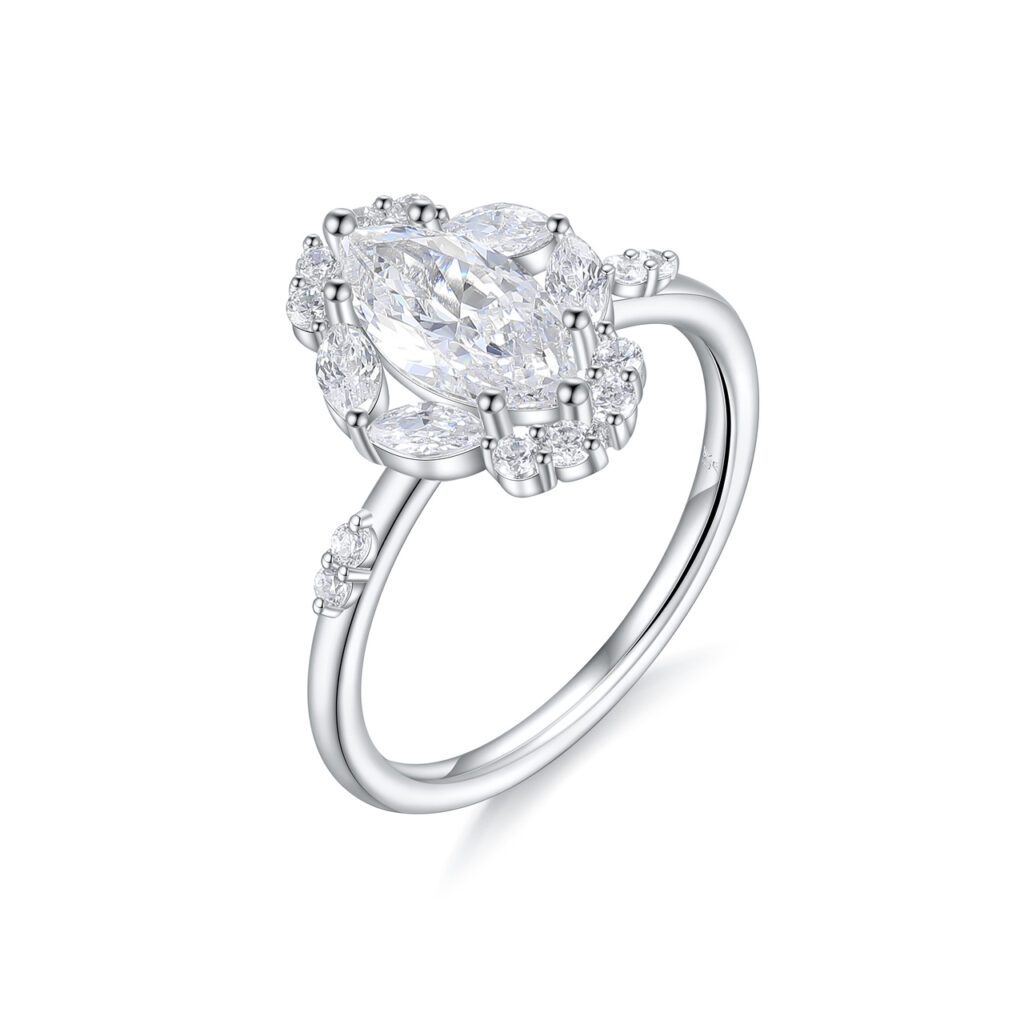 Zola – Flerstensring med diamanter i 950 Platina