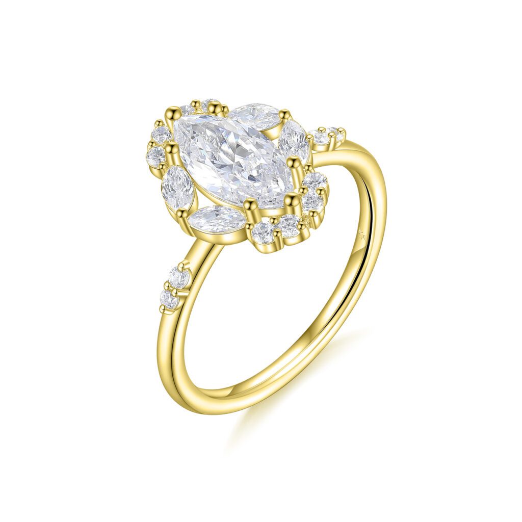 Zola – Flerstensring med diamanter i 18k Gulguld