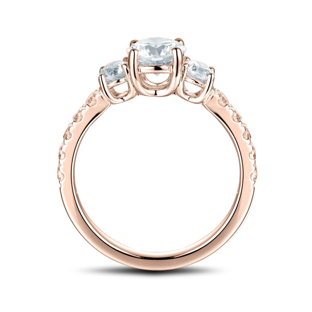 Adiana – Trestensring med Sidodiamanter i 18k Roséguld