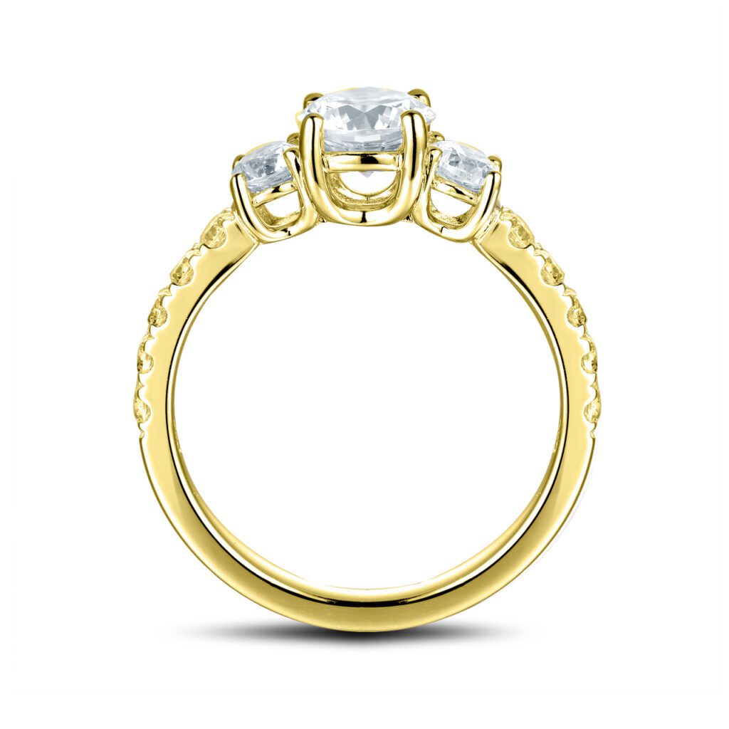 Adiana – Trestensring med Sidodiamanter i 18k Gulguld