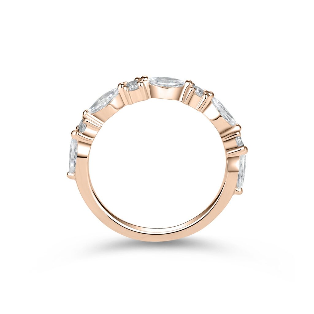 Alexis 0.85 carat – Elegant Halvallians med marquiser- och rundslipade diamanter i 18k Roséguld