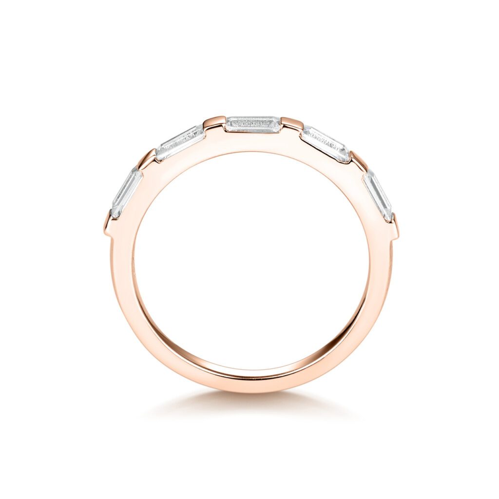 Celeste 0.75 carat – Elegant Halvallians i 18k Roséguld med smaragdslipade diamanter