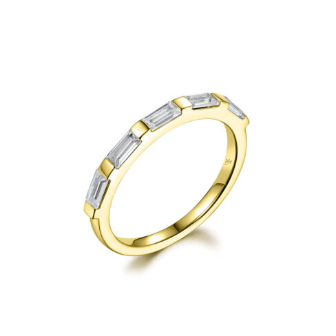 Celeste – Alliansring i 18k Gulguld med smaragdslipade diamanter