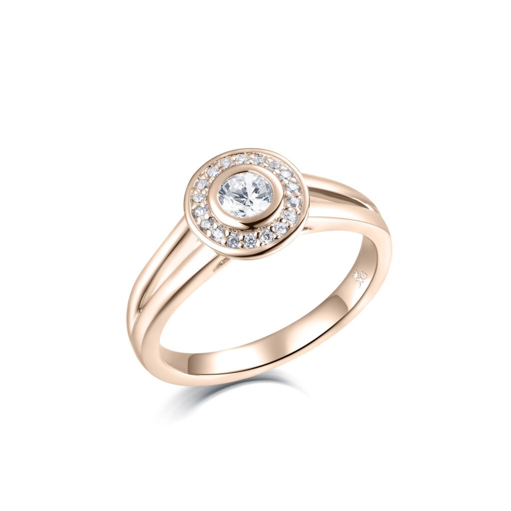 Chloris – Haloring i 18k Roséguld med diamant