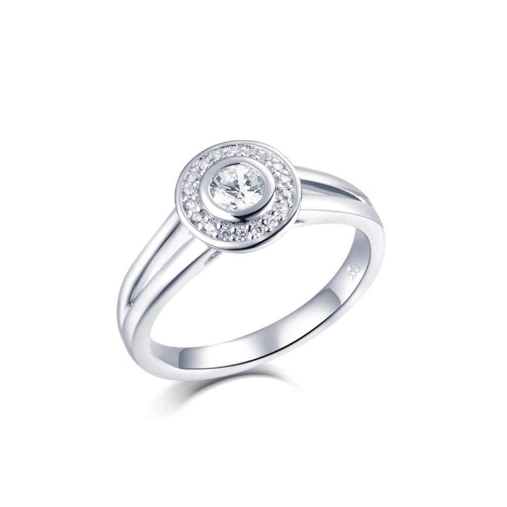 Chloris – Haloring i 18k Vitguld med diamant