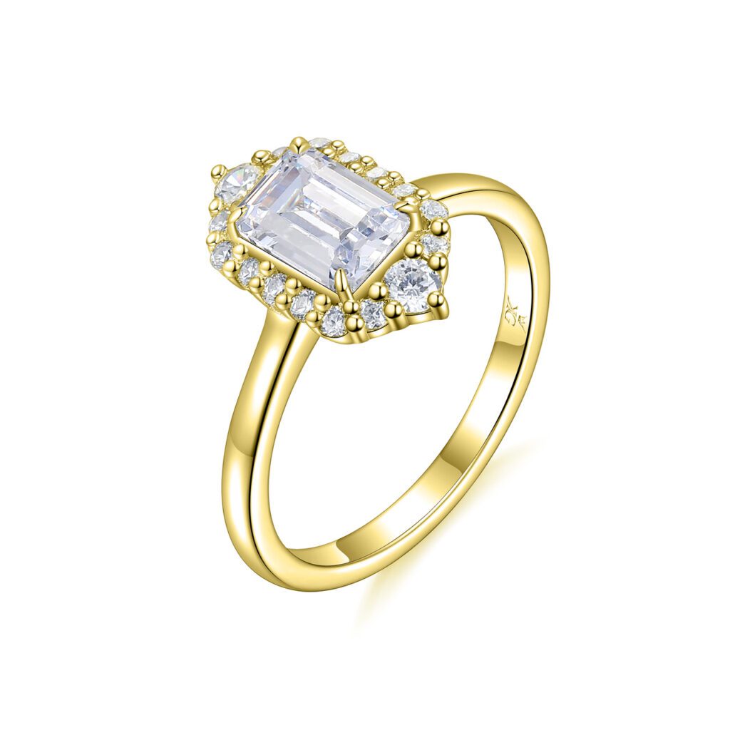 Dina – Haloring i 18k Gulguld med diamant