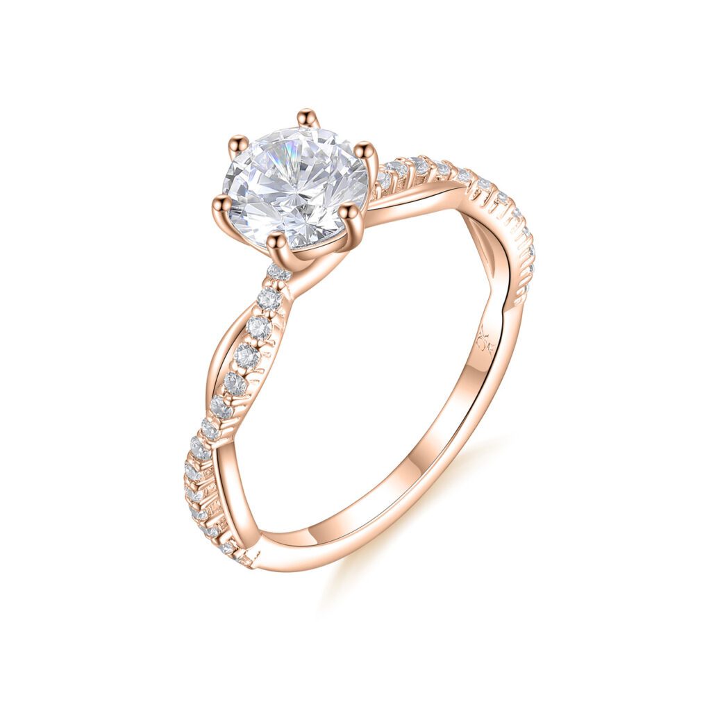 Eira – Sidostensring med diamanter i 18k Roséguld