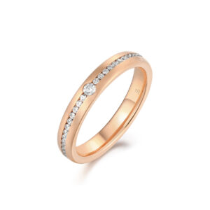 Ellison – Elegant alliansring i 14k Roséguld med diamanter