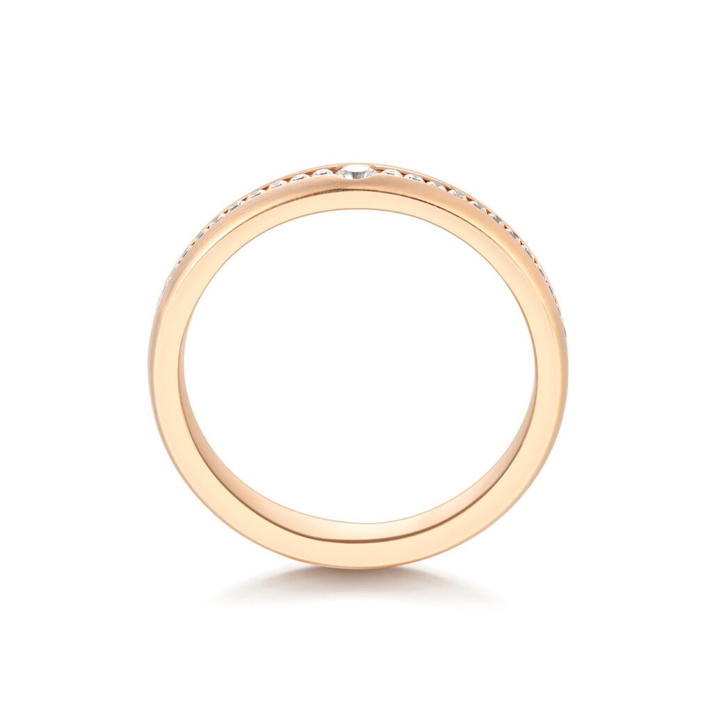 Ellison – Elegant alliansring i 14k Roséguld med diamanter