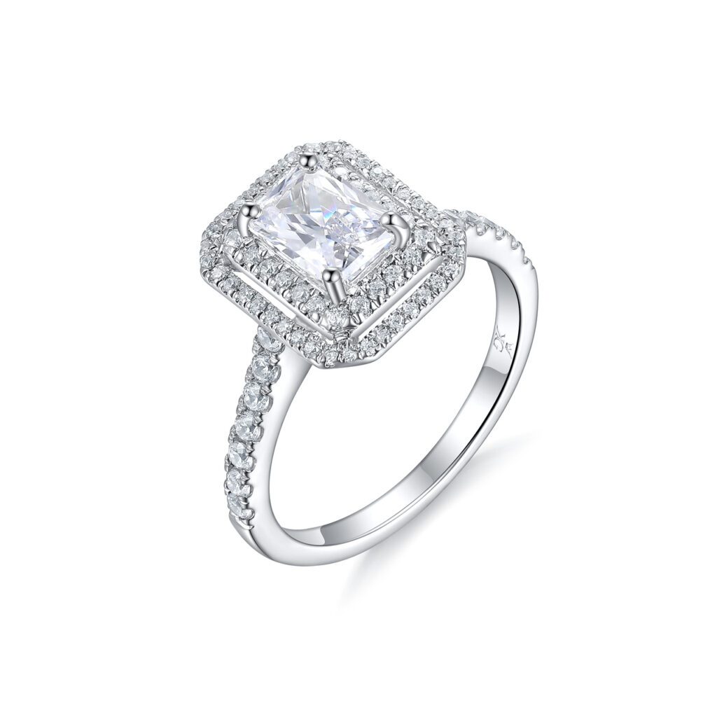 Elodie – Haloring i 950 Platina med diamant