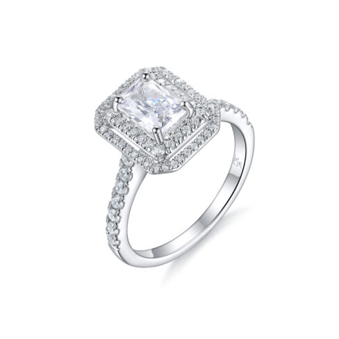 Elodie – Haloring i 18k Vitguld med diamant