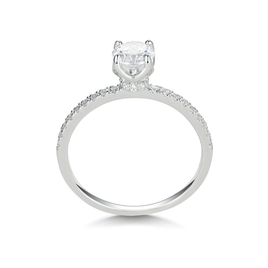 Elora – Sidostensring med diamanter i 18k Vitguld