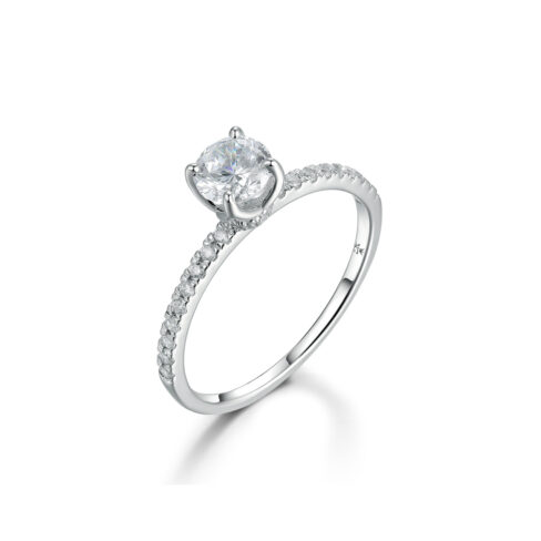 Elora – Sidostensring med diamanter i 18k Vitguld