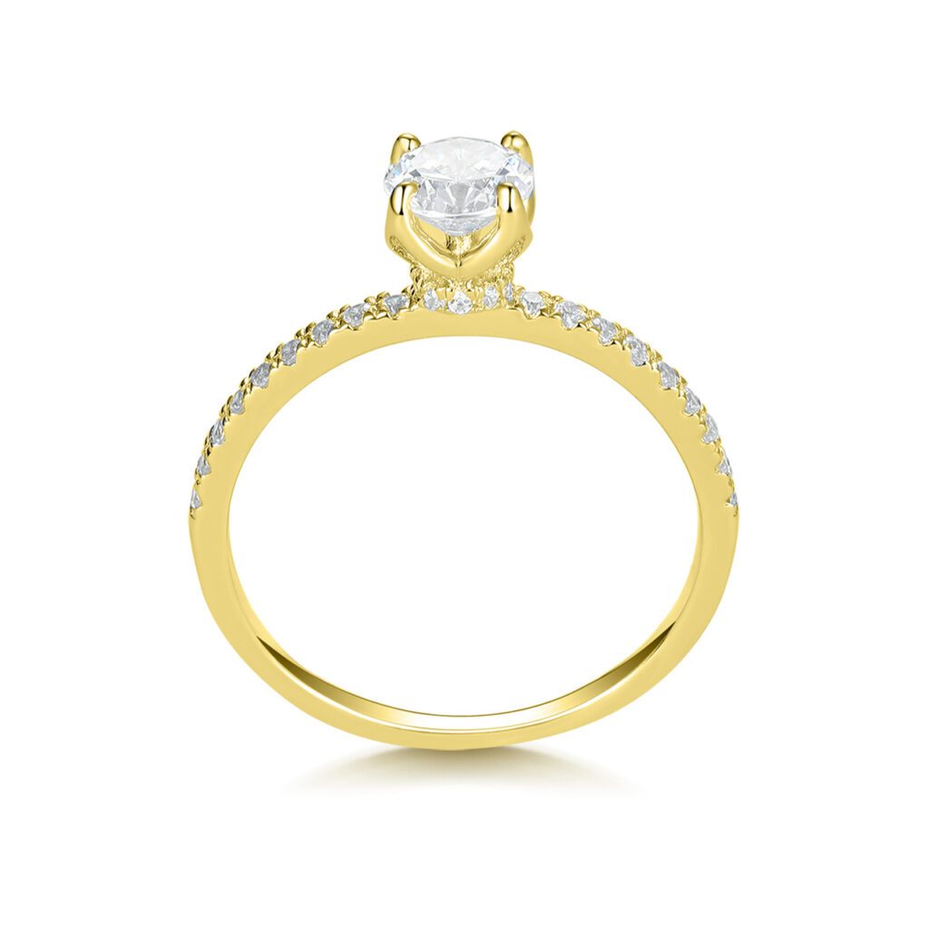 Elora – Sidostensring med diamanter i 18k Gulguld