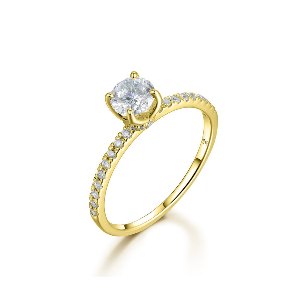 Elora – Sidostensring med diamanter i 18k Gulguld