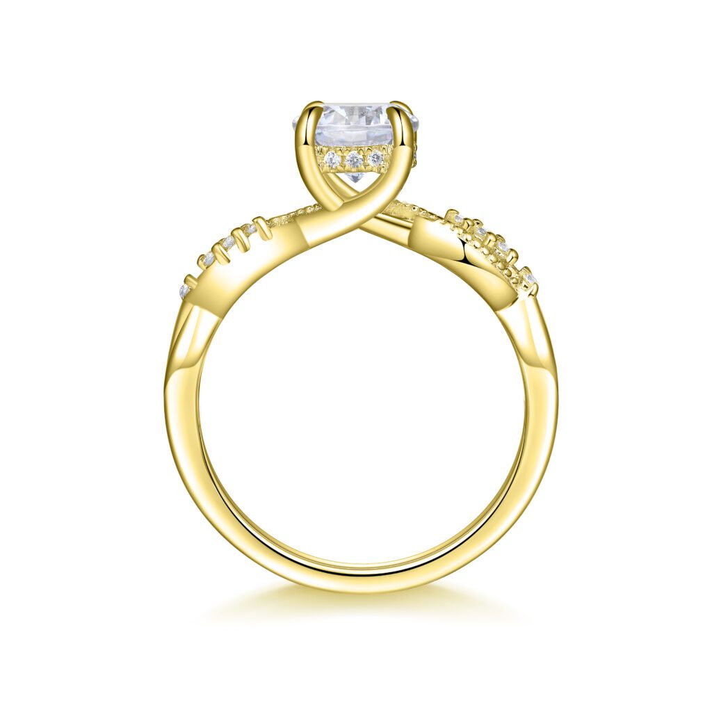 Elowen – Sidostensring med diamanter i 18k Gulguld