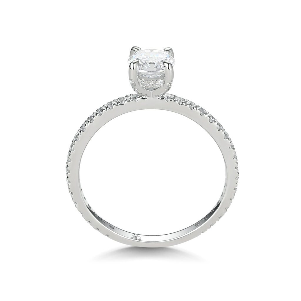 Emelia – Sidostensring med diamanter i 18k Vitguld