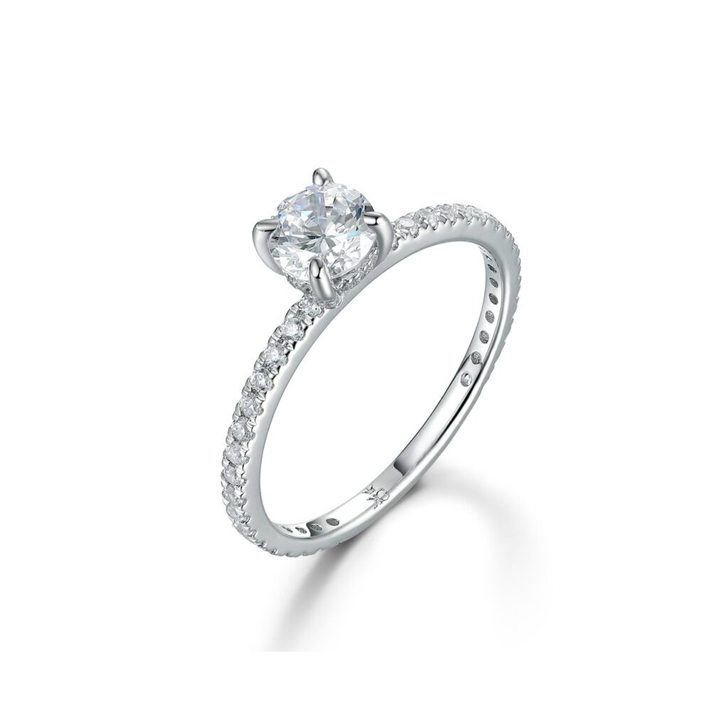 Emelia – Sidostensring med diamanter i 18k Vitguld