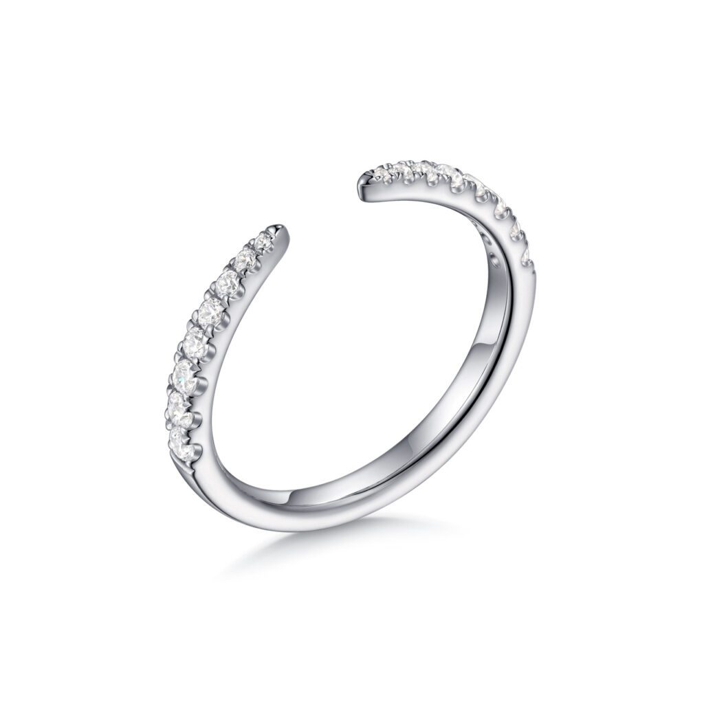 Leya – Öppen Alliansring i 18k Vitguld med diamant