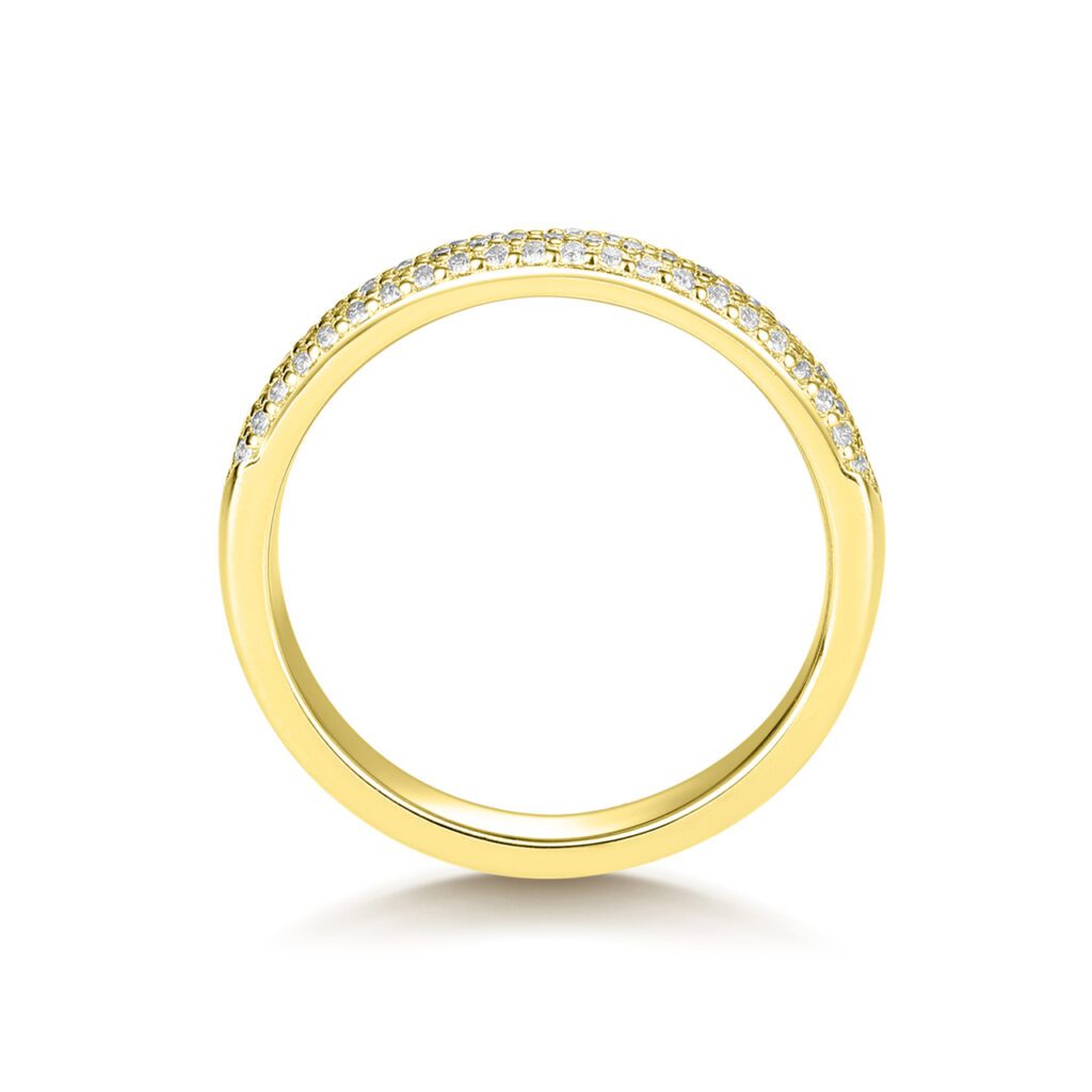 Quinn – Ring i 18k Gulguld med tre rader diamanter för maximal lyster