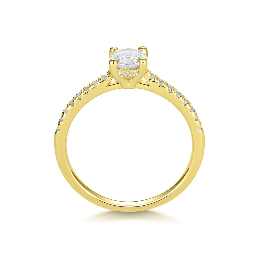 Sylvia – Sidostensring med diamanter i 18k Gulguld