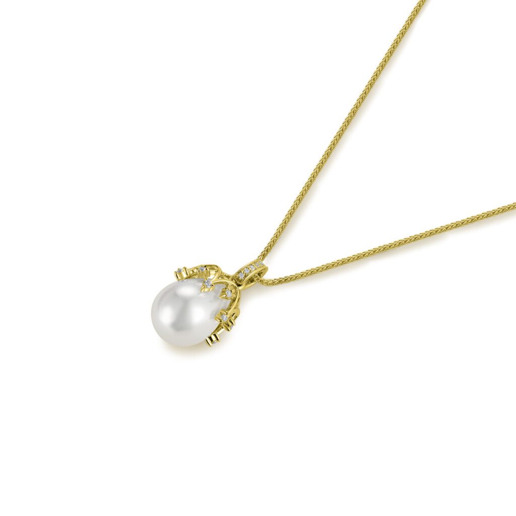 Aria – Stilrent halsband i 18k Gulguld med odlad saltvattenspärla
